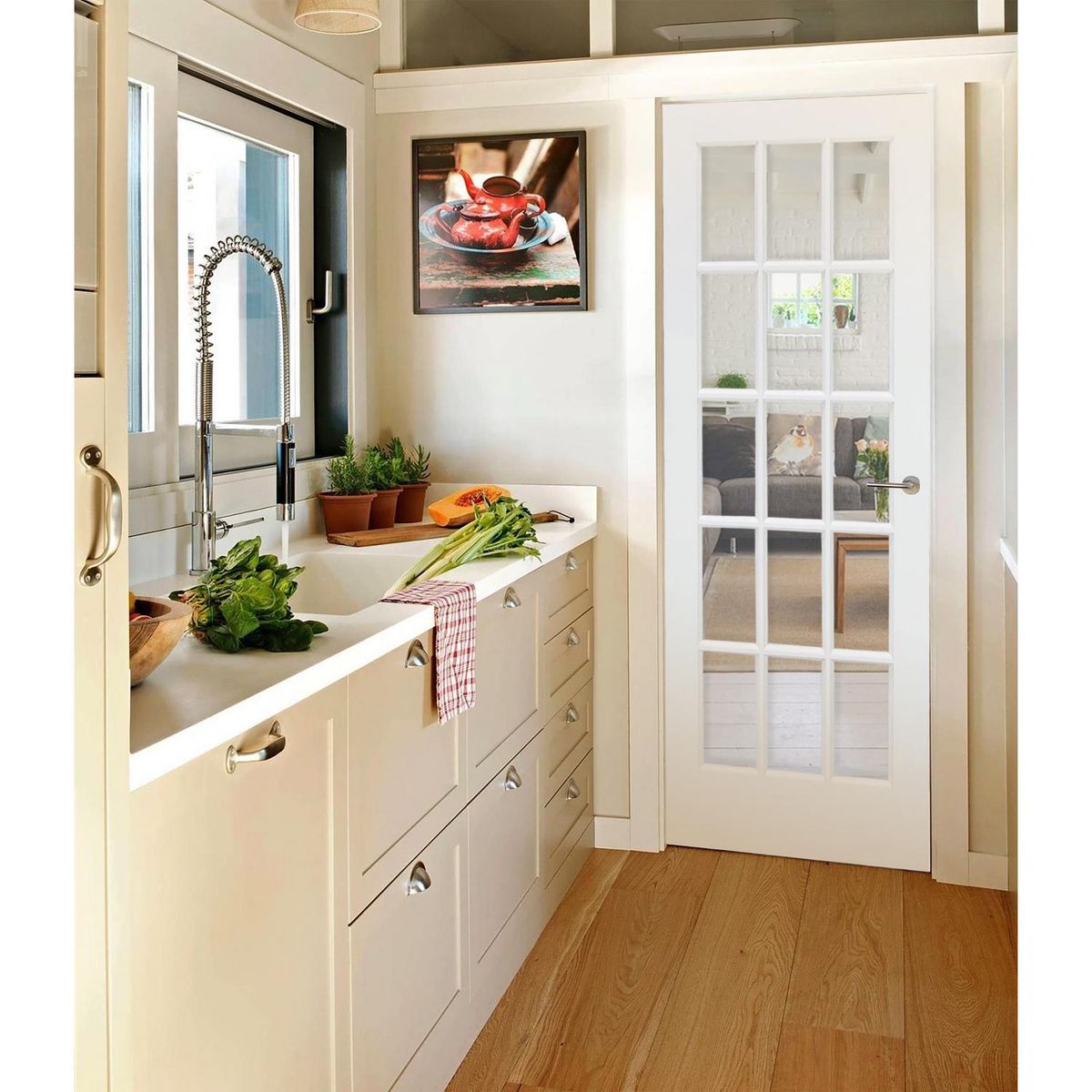 PROMASA - Puerta pino radiata 15 vidrios prepintada blanca