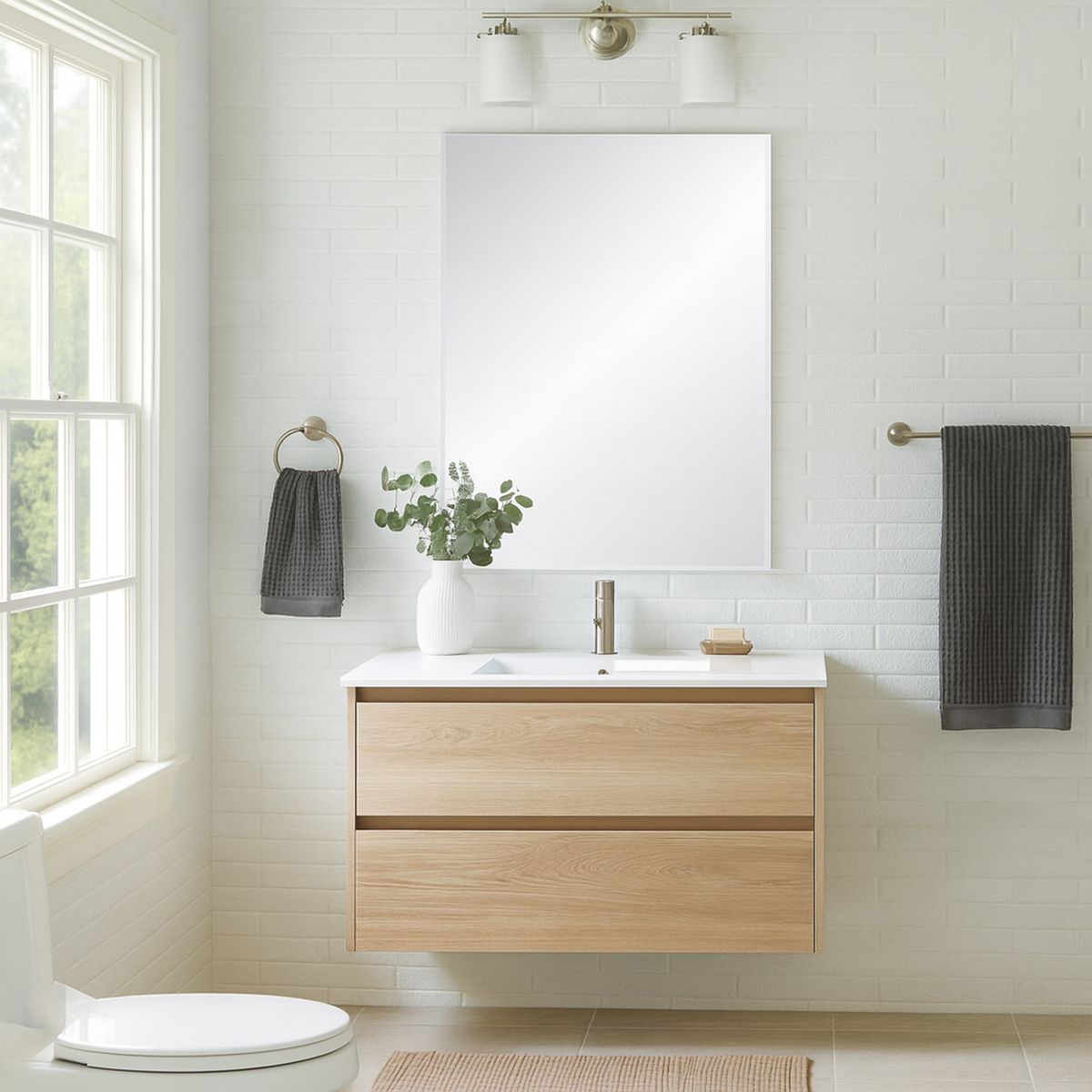 KLIPEN - Espejo con Bisel Baño Rectangular 60x80 cm Cherry