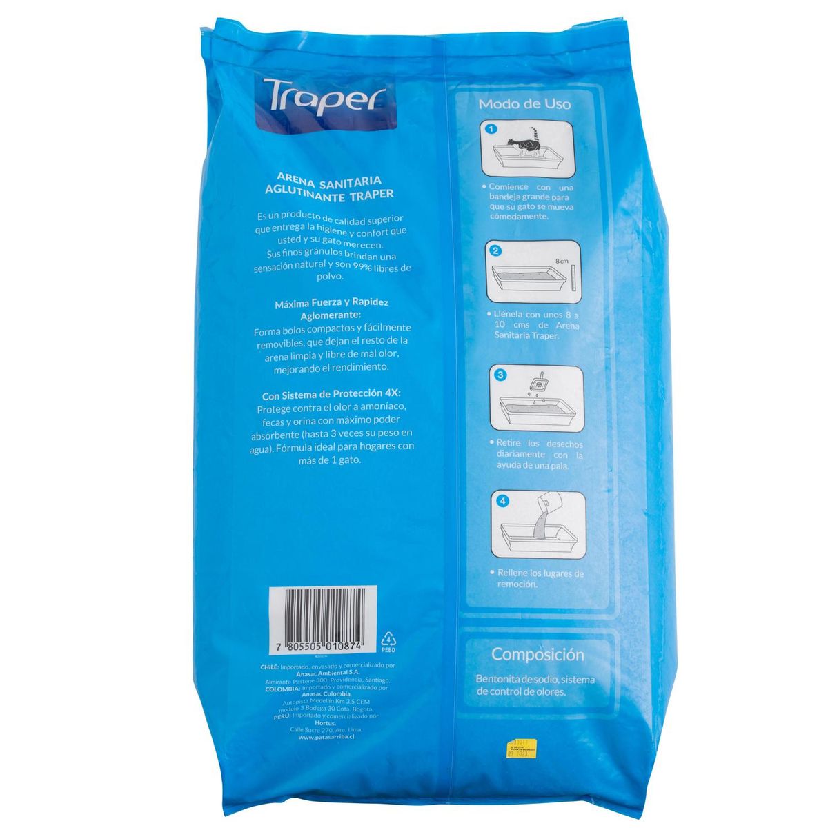 TRAPER - Arena sanitaria para gatos 18 kilos