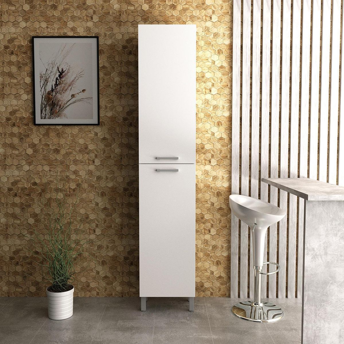 TECNOMOBILI - Alacena Cocina 2 Puertas Blanco 204 x40 x31,6 cm espesor 15mm