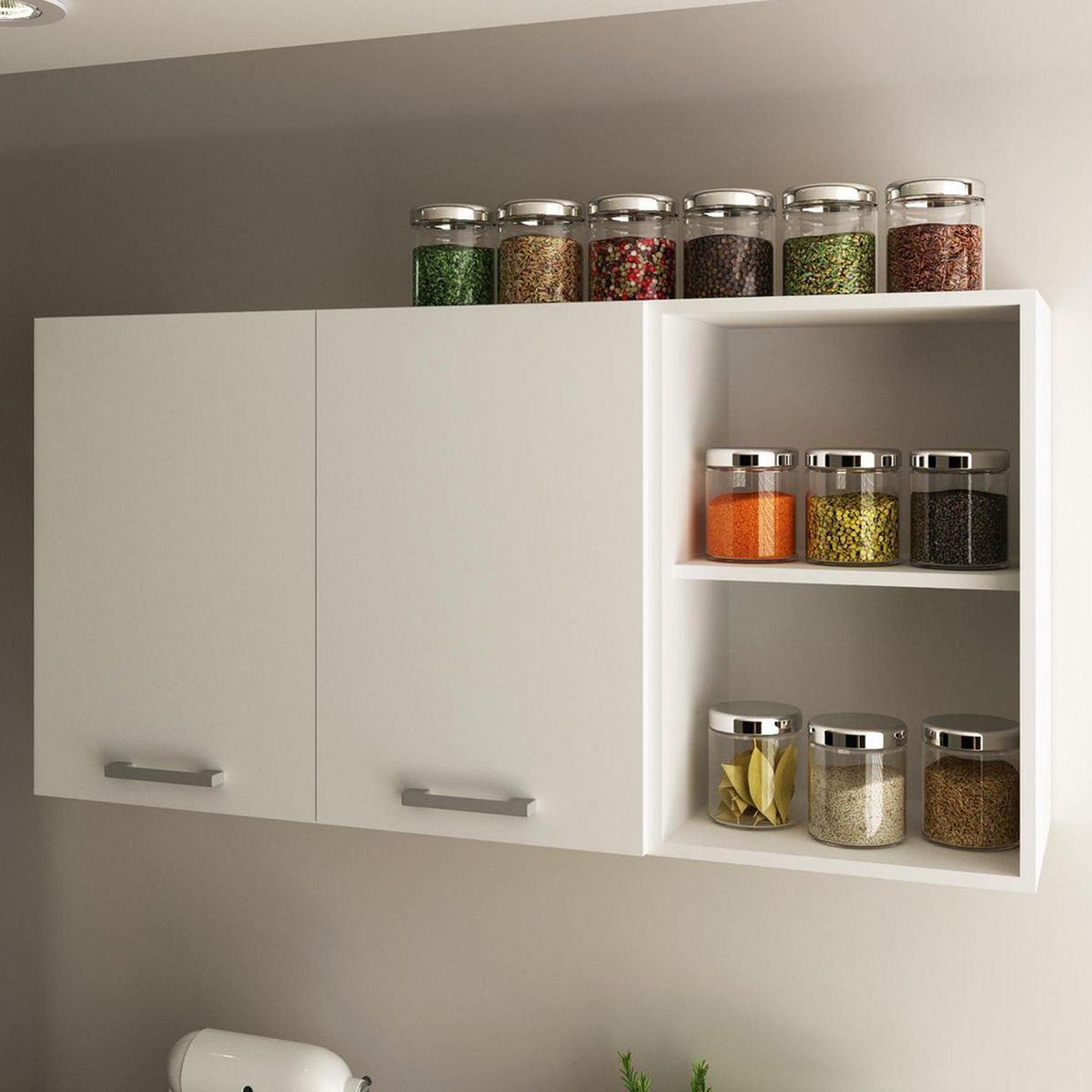 TECNOMOBILI - Armario Aéreo Cocina 2 Puertas Blanco/Blanco 60x119,8x31,6 cm espesor 15mm