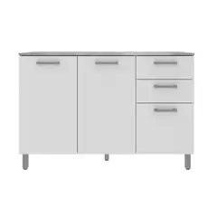 TECNOMOBILI - Mueble cocina 2 puertas y 3 cajones Blanco/Blanco/Concreto CZ1004BB