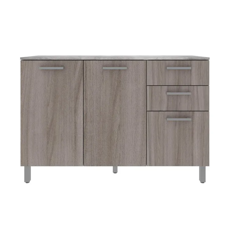 Mueble cocina 2 puertas y 3 cajones Blanco/Carvalho/Concreto CZ1004BC