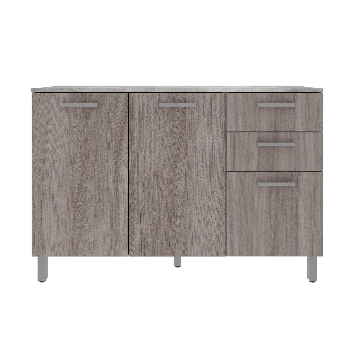 TECNOMOBILI - Mueble cocina 2 puertas y 3 cajones Blanco/Carvalho/Concreto CZ1004BC