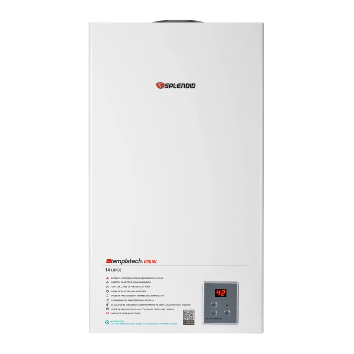 SPLENDID - Calefont Gas Licuado 14 Litros Tiro Natural Ionizado