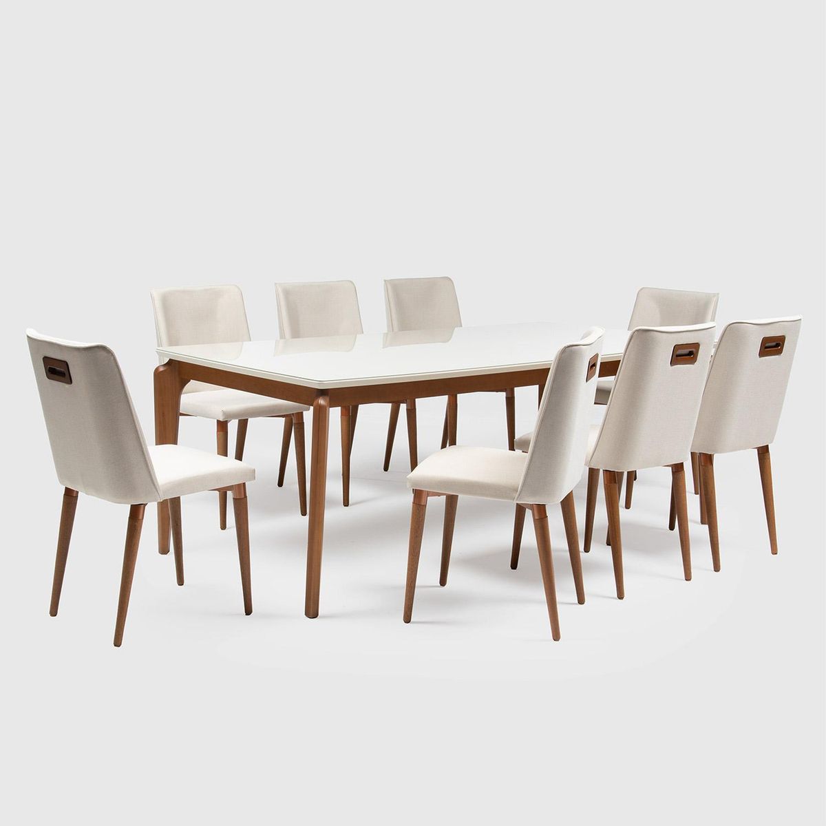 DECOCASA - Juego de Comedor Laurent 8 Sillas Mesa Rectangular 100x78,9x209 cm Off White