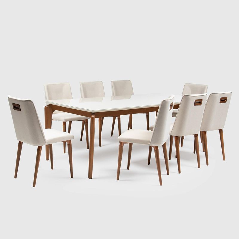 DECOCASA - Juego de Comedor Laurent 8 Sillas Mesa Rectangular 100x78,9x209 cm Off White