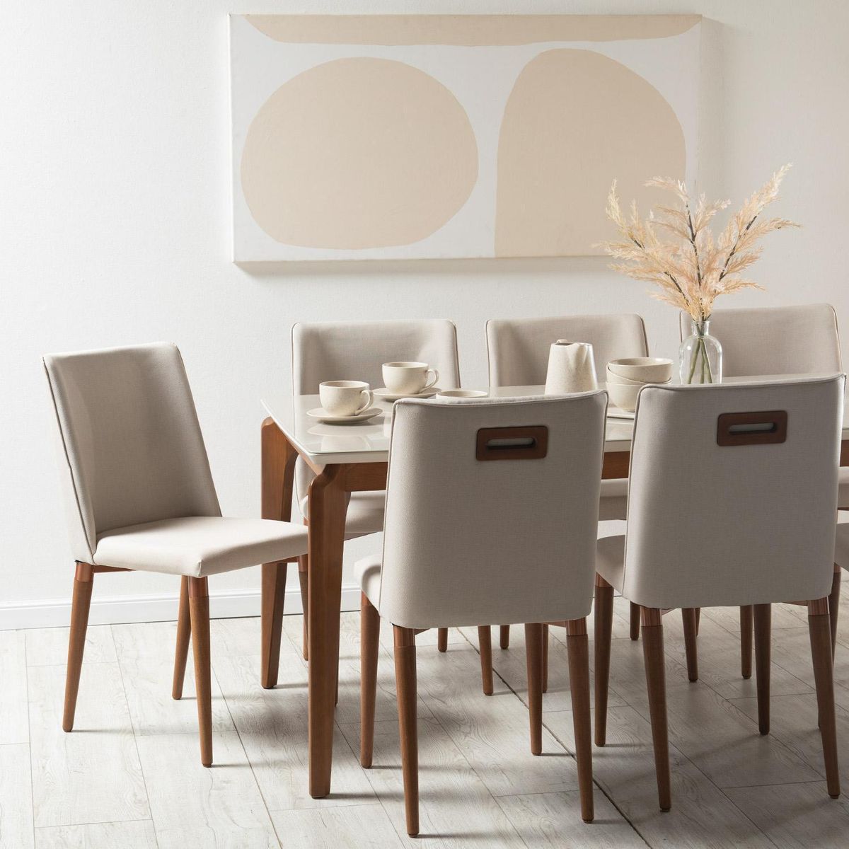 DECOCASA - Juego de Comedor Laurent 8 Sillas Mesa Rectangular 100x78,9x209 cm Off White