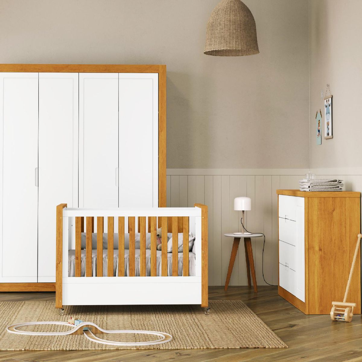 KIDSCOOL - Cuna Tutto blanco caramelo 2 funciones