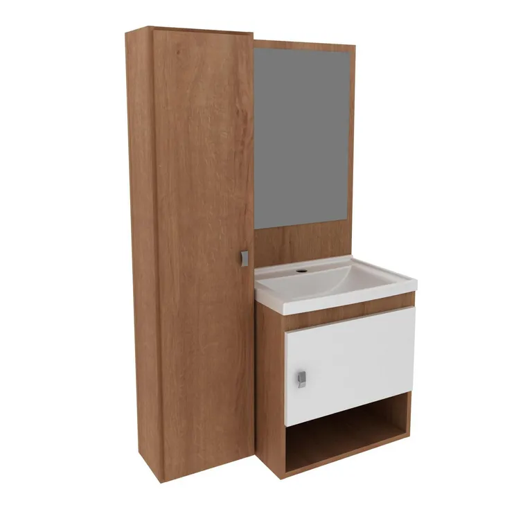 Mueble baño aéreo con 2 puertas Almendra/Blanco lavamanos BN3631.0002C