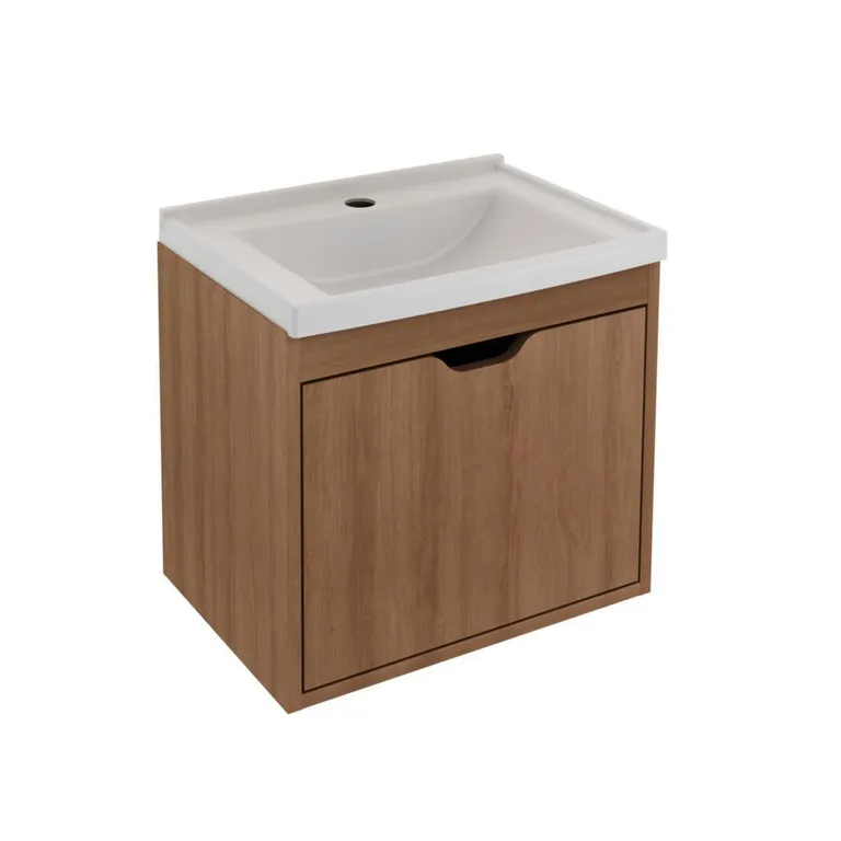 Mueble baño aéreo con 1 puerta Almendra con lavamanos BN3632.0002C