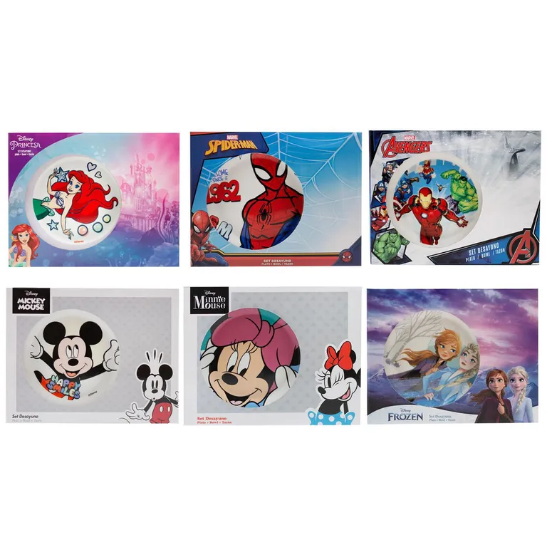 Set Desayuno 3 Piezas Infantil Diseños Surtidos