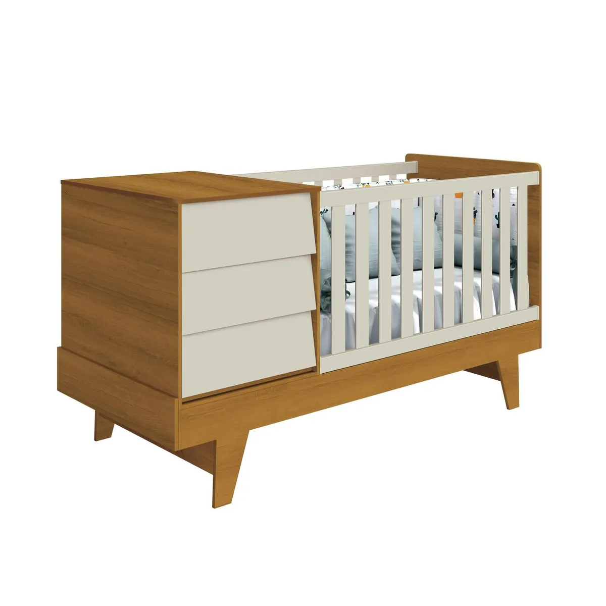 KIDSCOOL - Cuna con cómoda arena caramelo Noah 3 funciones