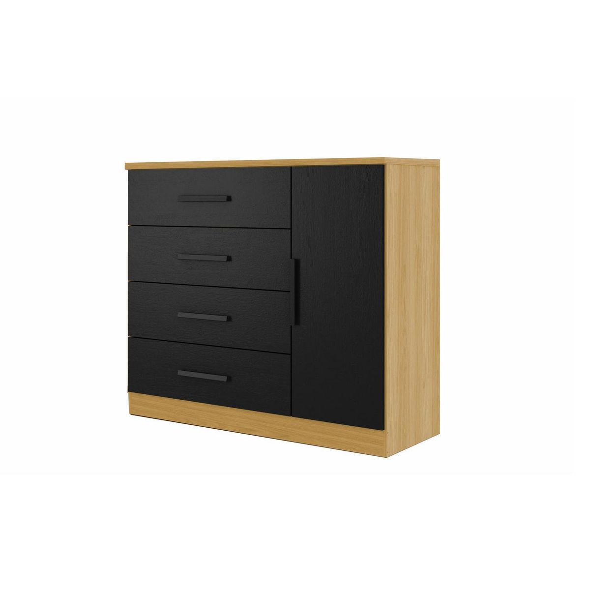 BE DESIGN - Cómoda 1 Puerta 4 Cajón(es) Zancini 114.6x98.7x43.8 cm Beige Negro