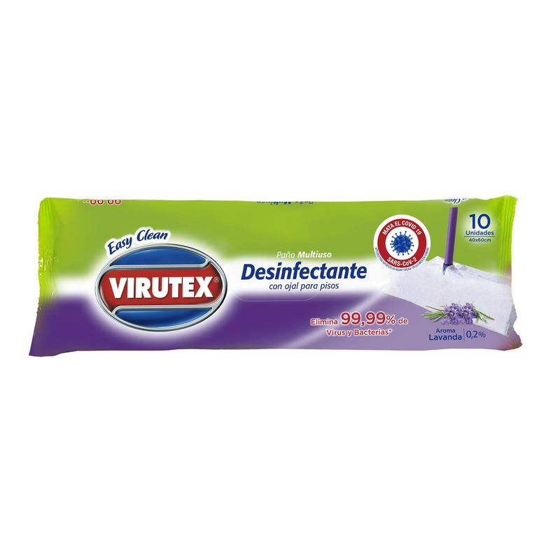 VIRUTEX - Trapero húmedo desinfectante aroma lavanda 10unds