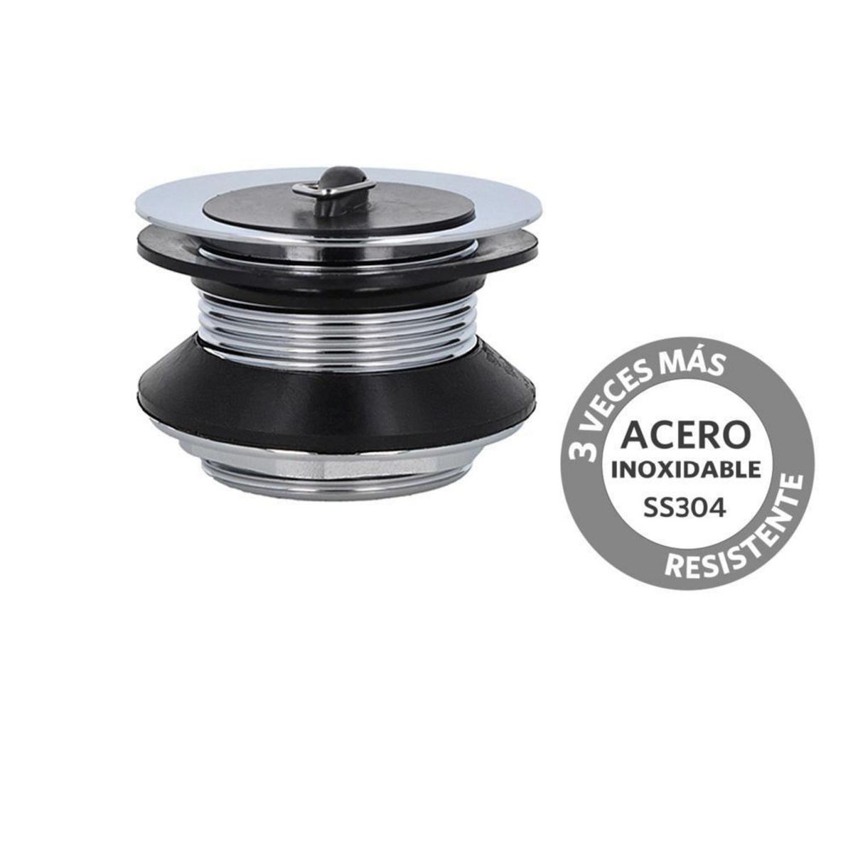 STRETTO - Desague Tina SS304 Tapón 1 1/2" s/Reb s/Cola