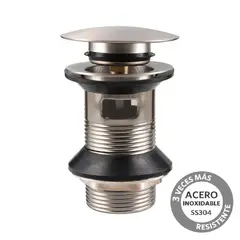 STRETTO - Desague Lavamanos Inox Satinado SS304 Pop UP 1 1/4" c/Reb s/Cola