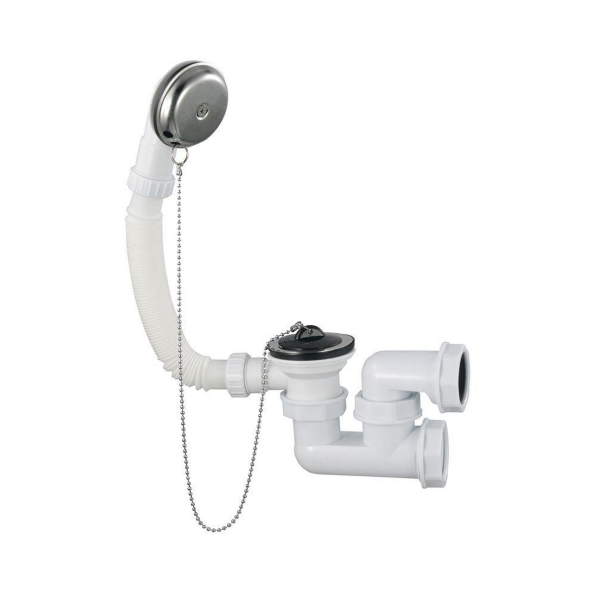 STRETTO - Desague Tina Plástico 1 1/2" c/Rebalse c/Sifón