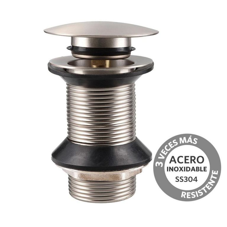 Desague Lavamanos Inox Satinado SS304 Pop UP 1 1/4" s/Reb s/Cola