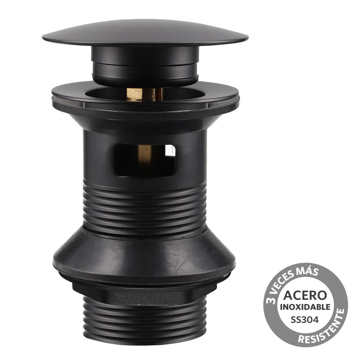 STRETTO - Desague Lavamanos Negro Matte SS304 Pop UP 1 1/4" c/Reb s/Cola