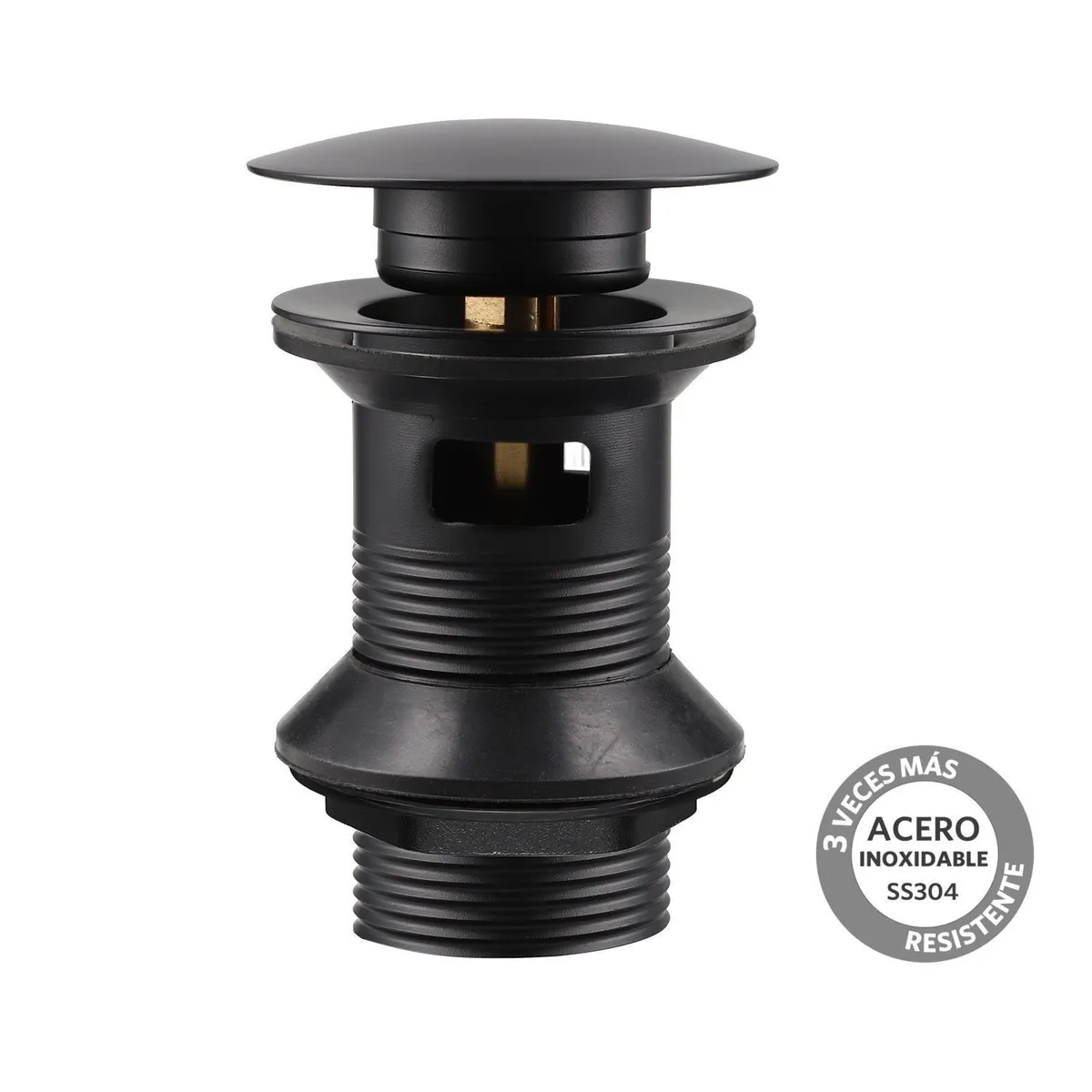 STRETTO - Desague Lavamanos Negro Matte SS304 Pop UP 1 1/4" c/Reb s/Cola