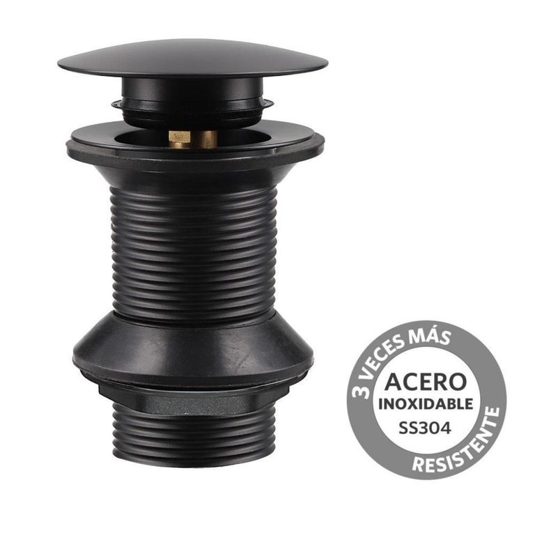 Desague Lavamanos Negro Matte SS304 Pop UP 1 1/4" s/Reb s/Cola
