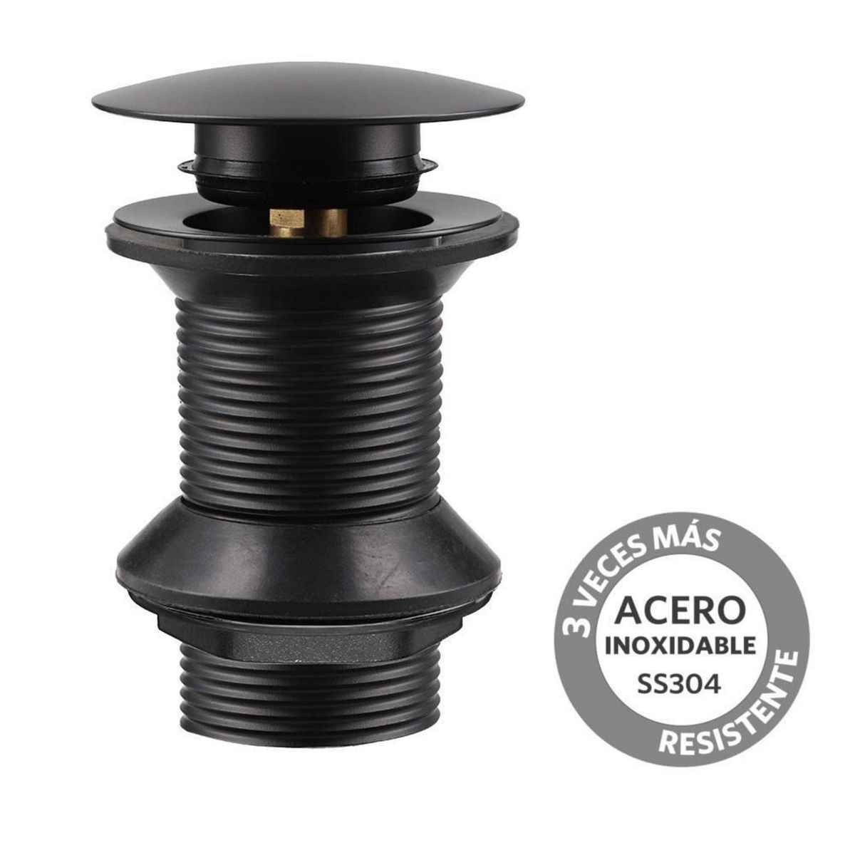 STRETTO - Desague Lavamanos Negro Matte SS304 Pop UP 1 1/4" s/Reb s/Cola