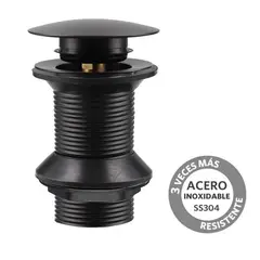 STRETTO - Desague Lavamanos Negro Matte SS304 Pop UP 1 1/4" s/Reb s/Cola