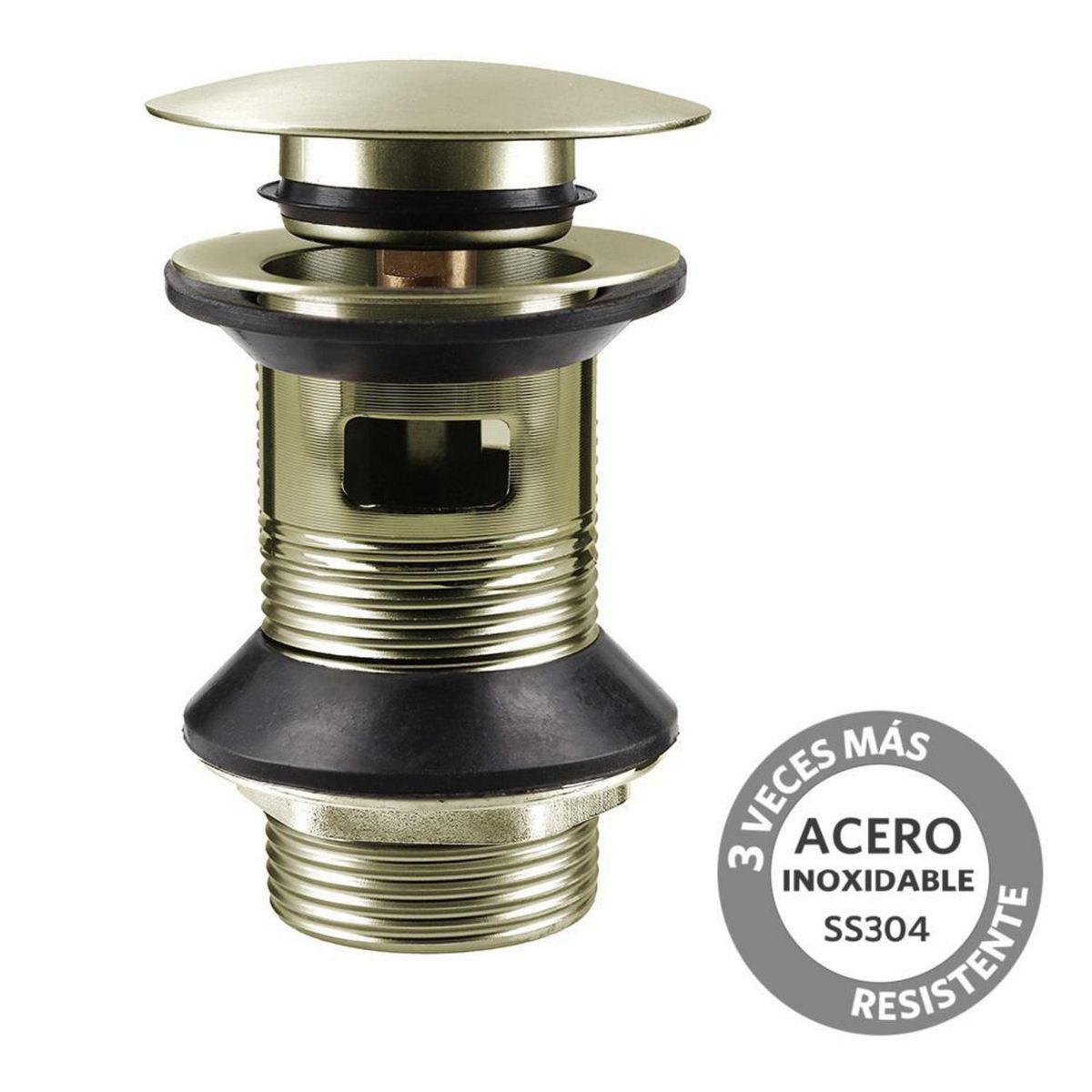 STRETTO - Desague Lavamanos Bronce Satinado SS304 Pop UP 1 1/4" c/Reb s/Cola