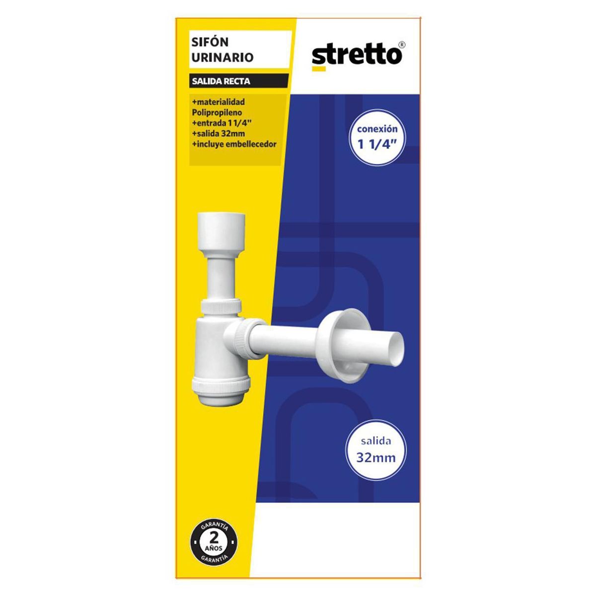 STRETTO - Sifon Urinario PP con salida recta
