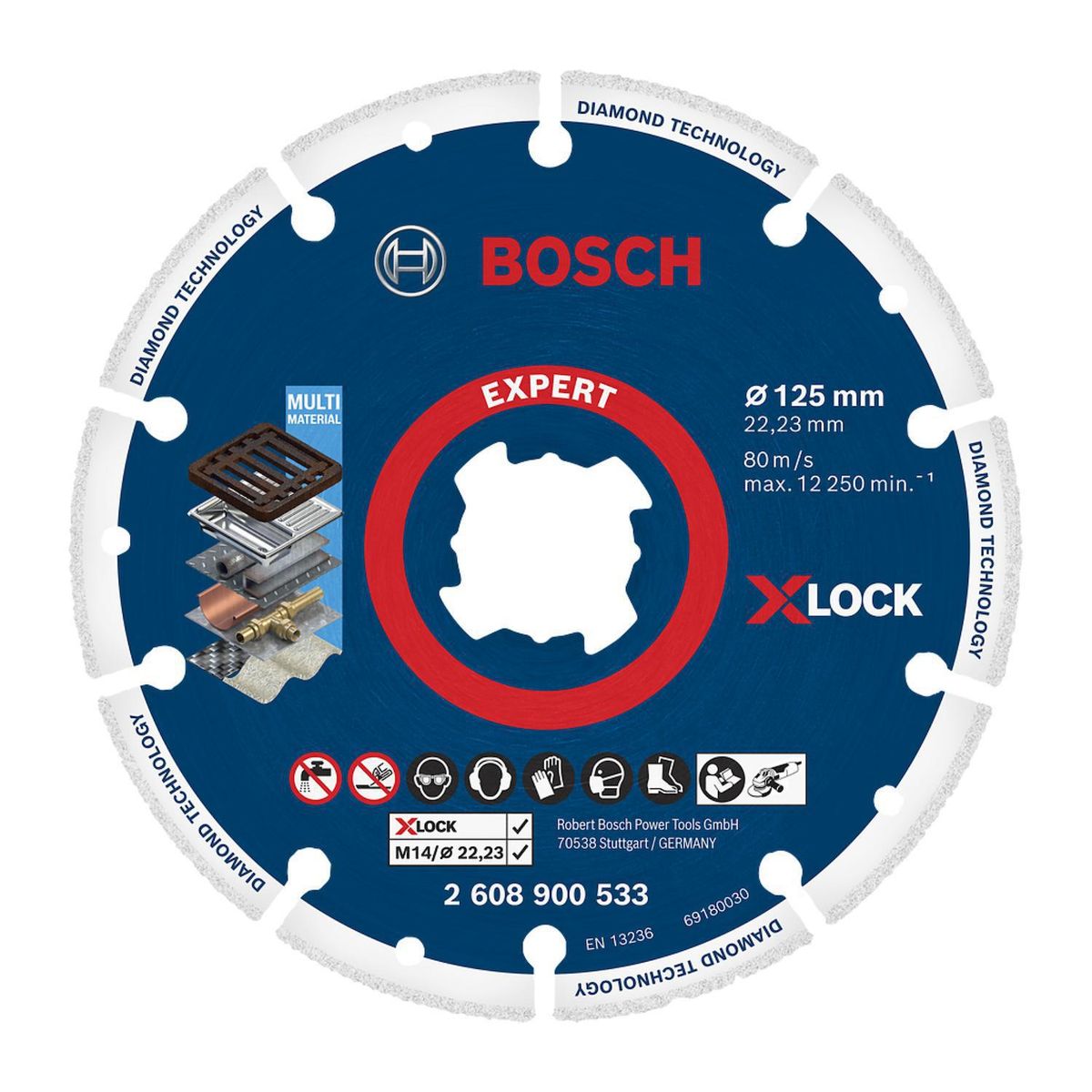 BOSCH - Disco diamantado Expert multimaterial 125X22,23mm