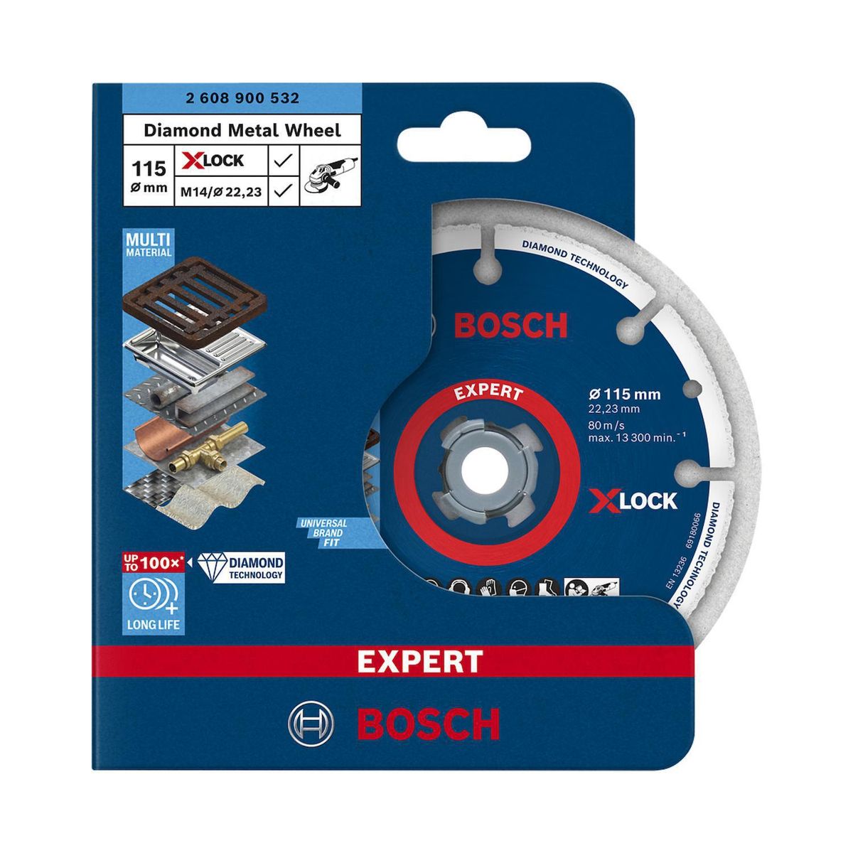 BOSCH - Disco diamantado Expert multimaterial 115X22,23mm