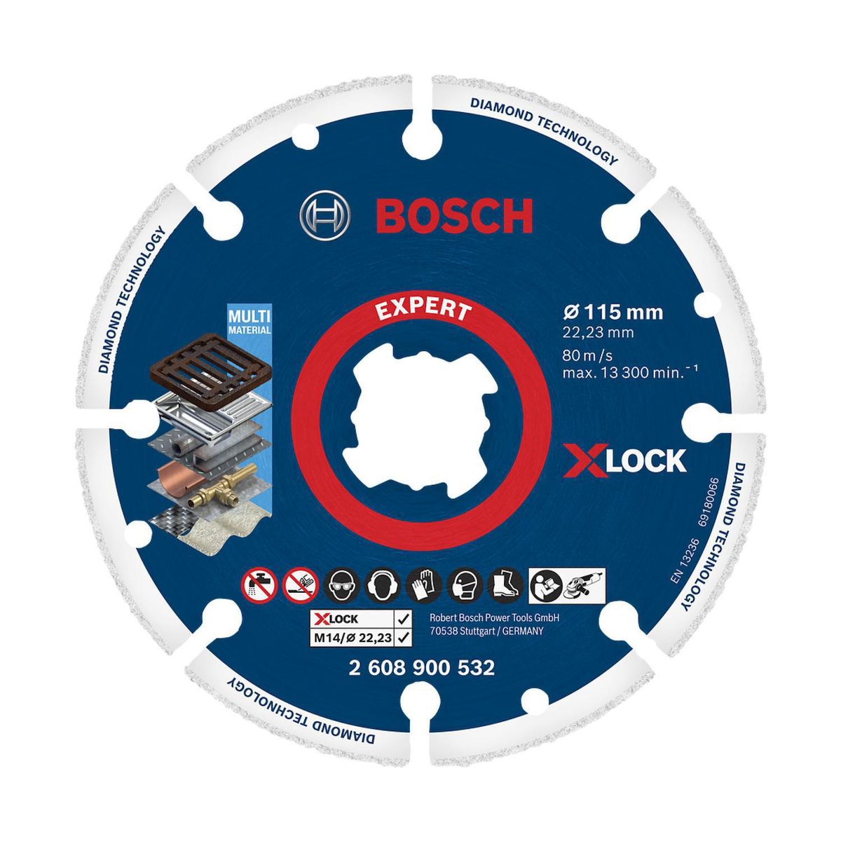 BOSCH - Disco diamantado Expert multimaterial 115X22,23mm