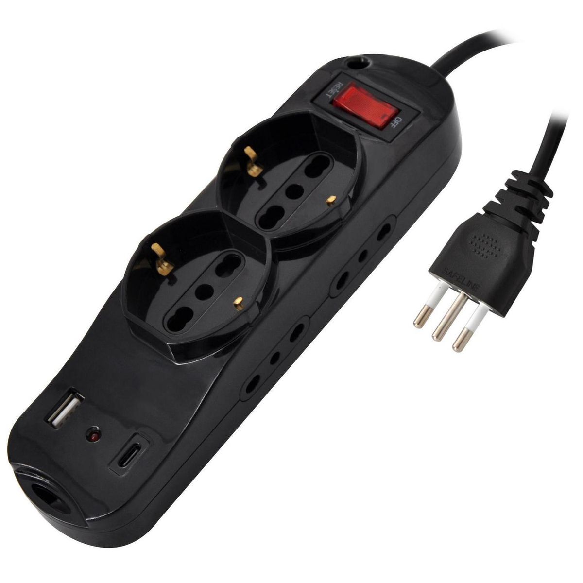 HALUX - Alargador 1 USB 6 Toma(s) 3 m Negro