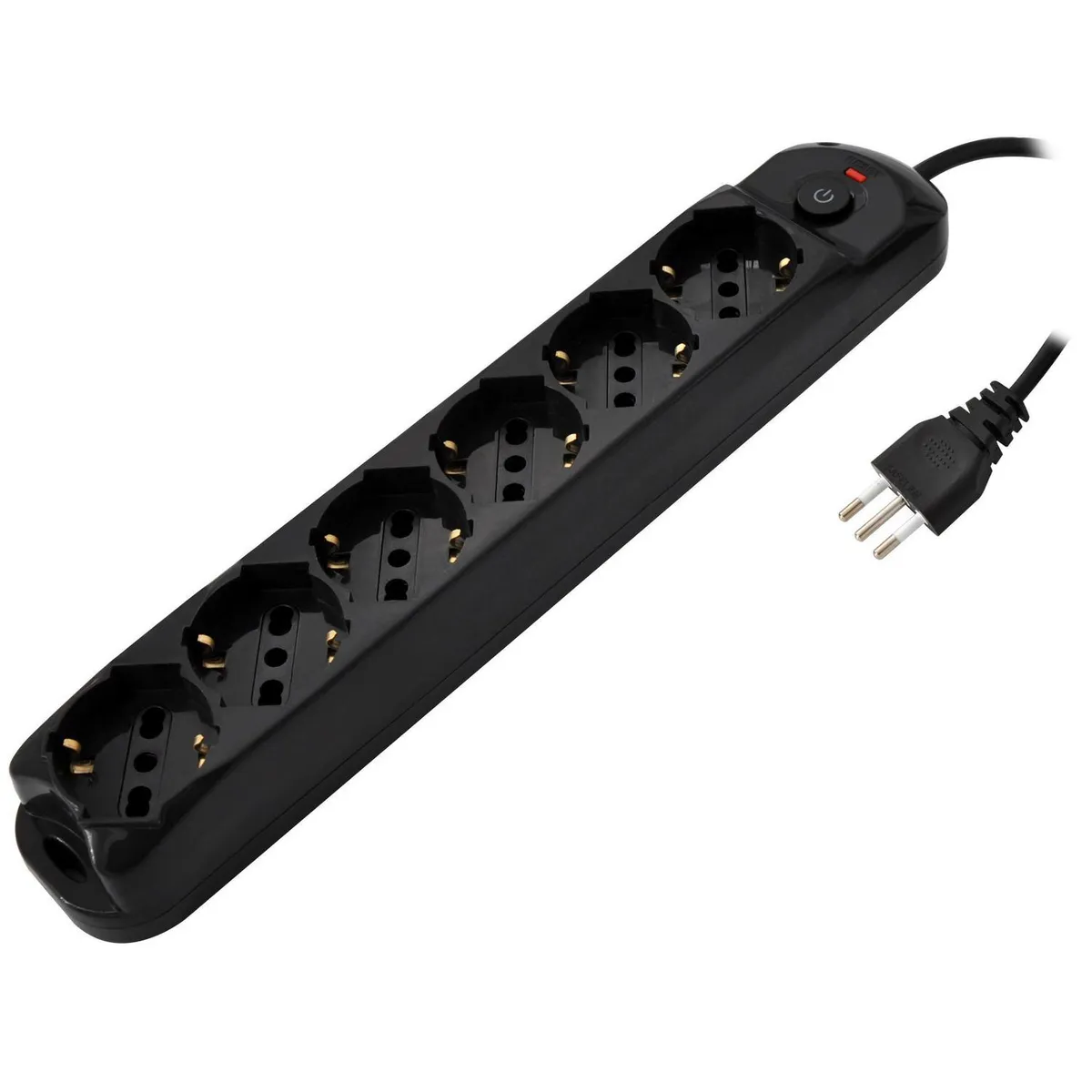 HALUX - Alargador Shuko Protección Sobretensión 6 Toma(s) 3 m Negro