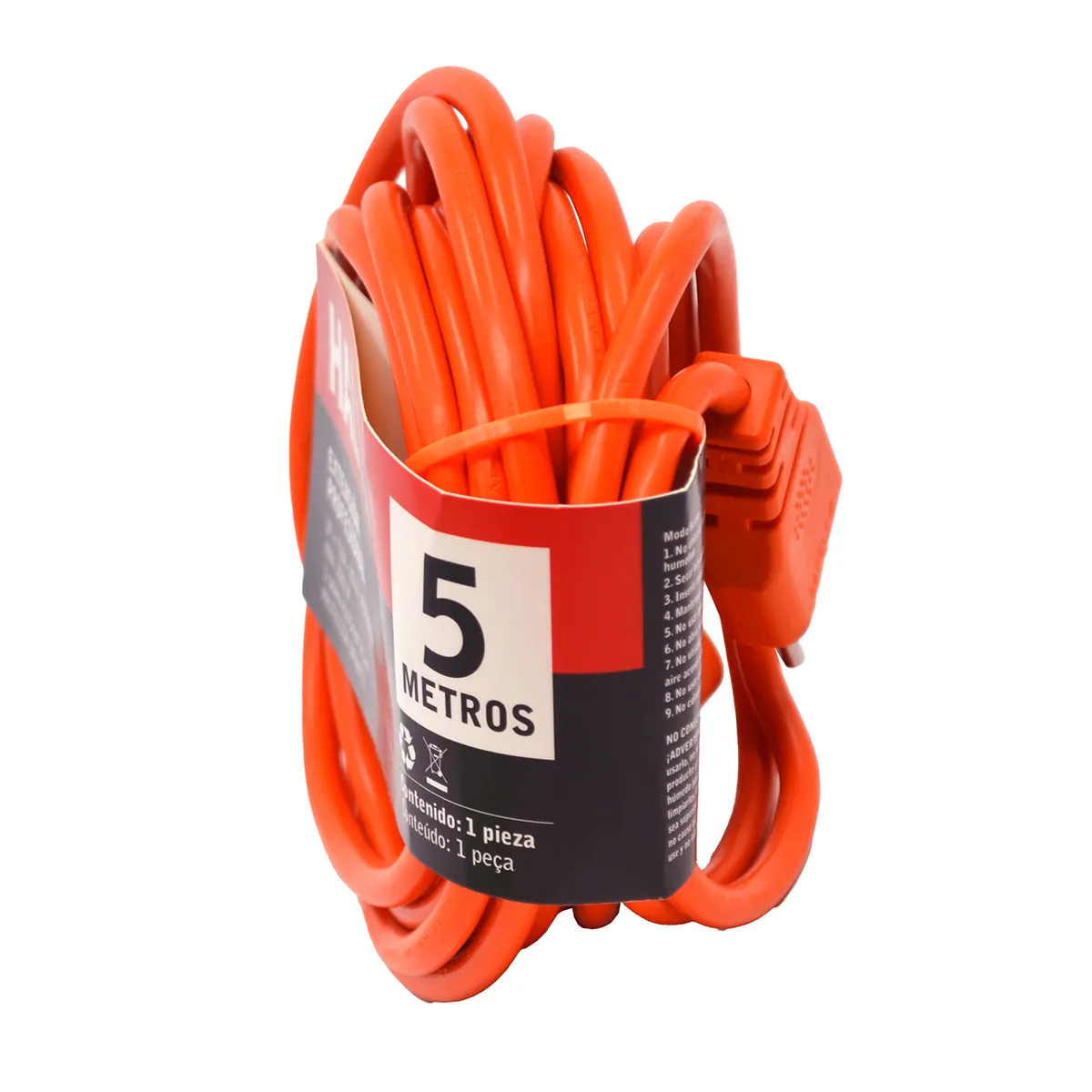 HALUX - Extensión Eléctrica 1 Toma(s) 5 m Naranjo