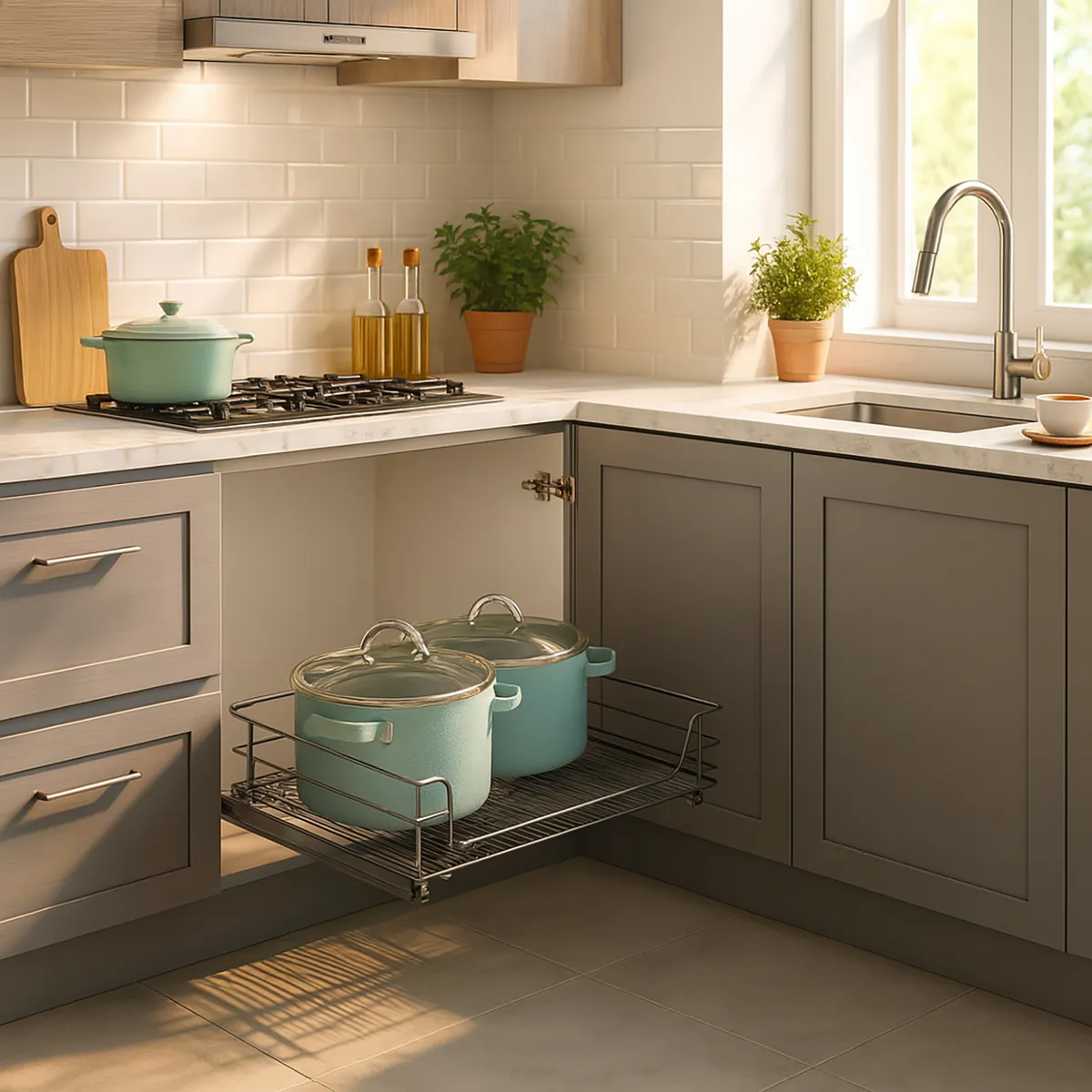 HBT - Cesta extracción total 40 cm cromo con cierre suave