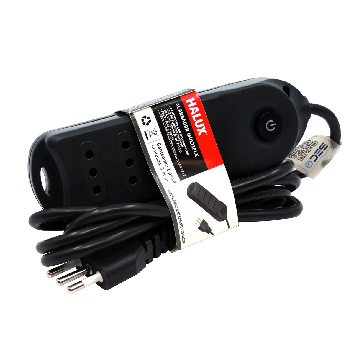 HALUX - Alargador 4 Toma(s) 1.5 m Gris