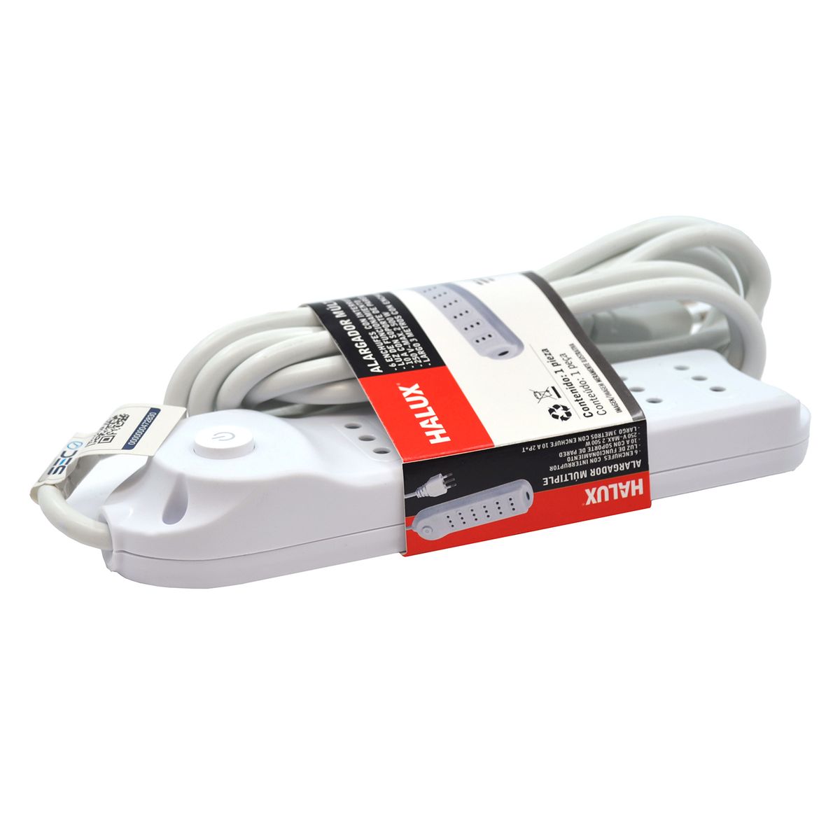 HALUX - Alargador 6 Toma(s) 3 m Blanco