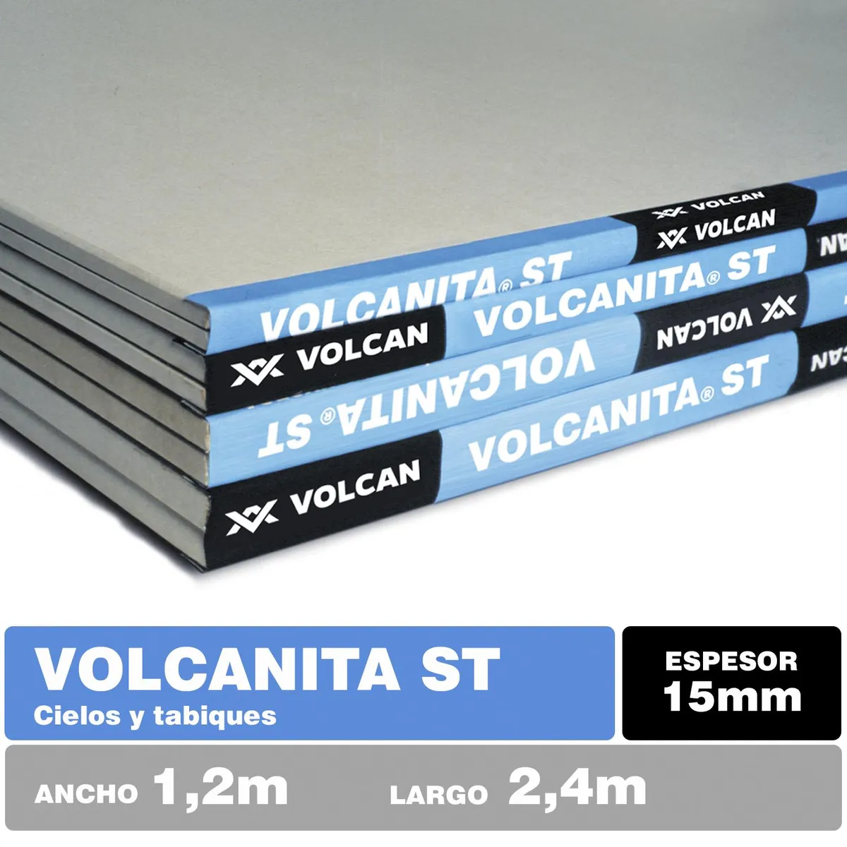 VOLCANITA - Yeso Cartón Borde Rebajado 15 mm 120x240 cm 