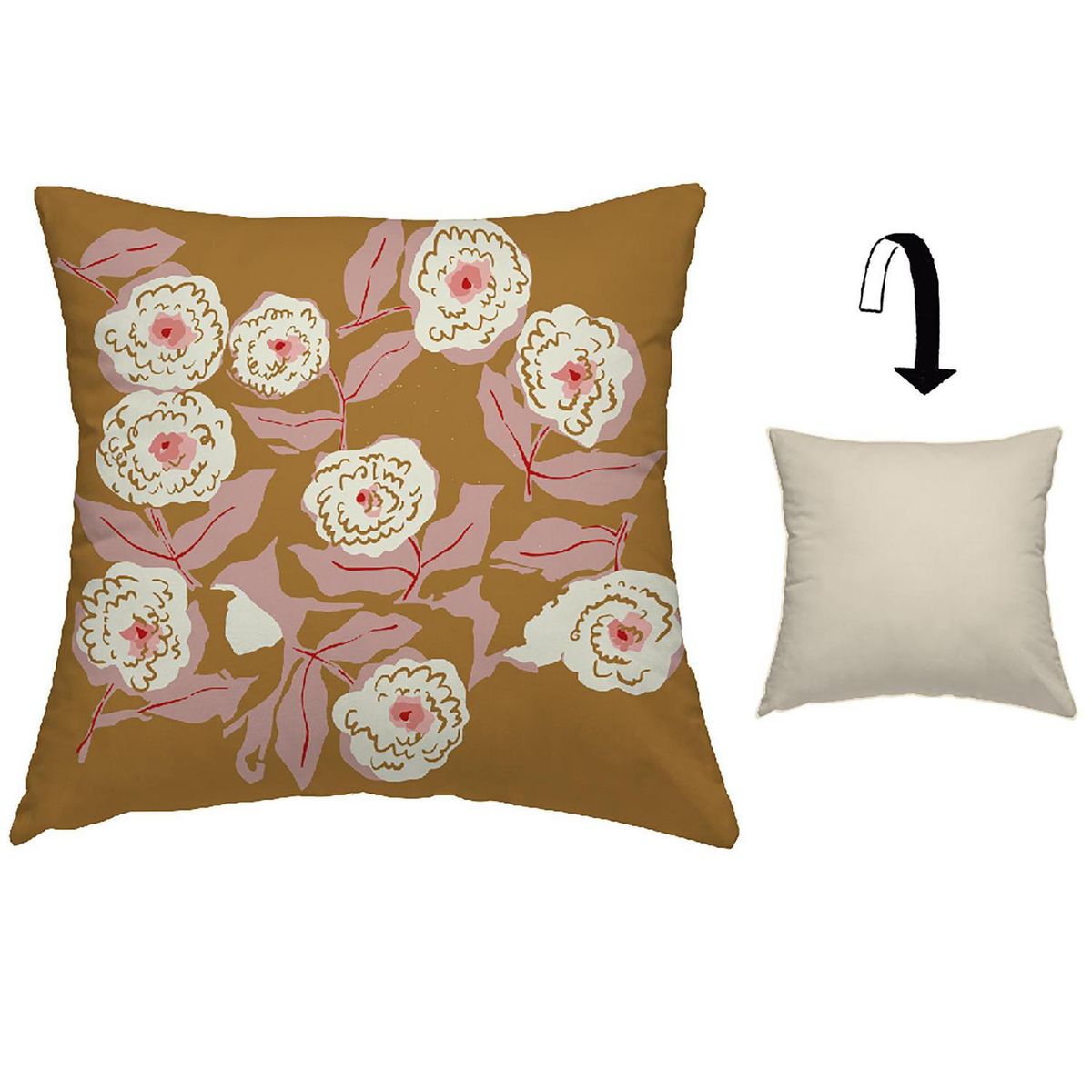 ATMOSPHERA HOME - Funda Cojín Bouquet Ocre con Diseño 45x45 cm