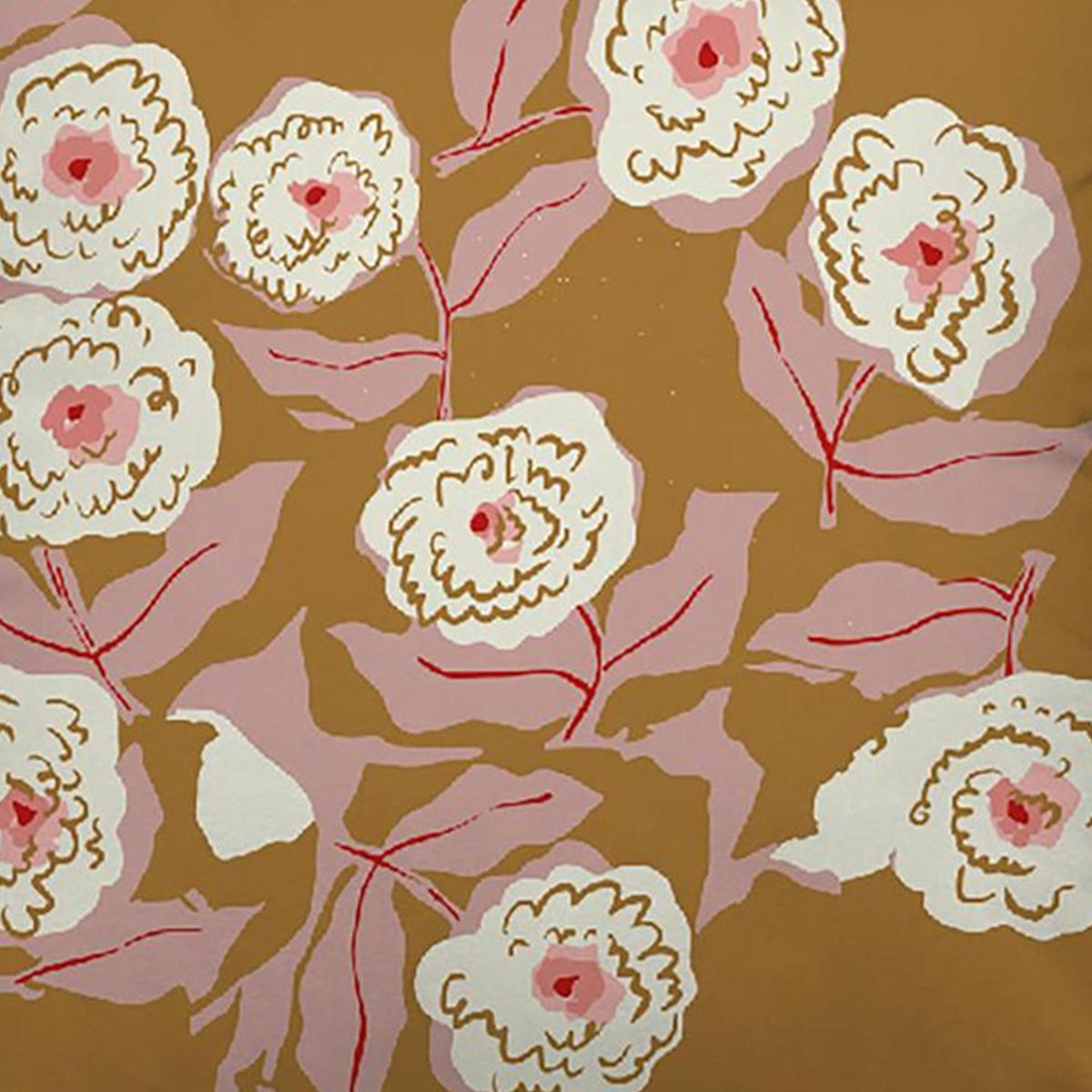 ATMOSPHERA HOME - Funda Cojín Bouquet Ocre con Diseño 45x45 cm