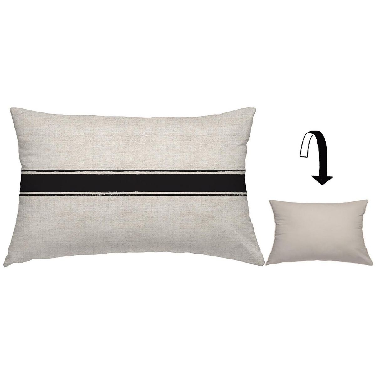 ATMOSPHERA HOME - Funda cojín franja negra 33x50cm
