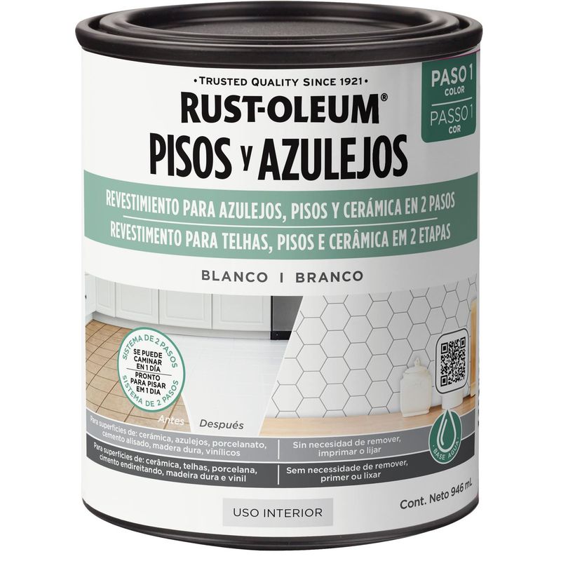 RUST OLEUM - Pintura Base para Pisos y Azulejos Blanco de 946 ml