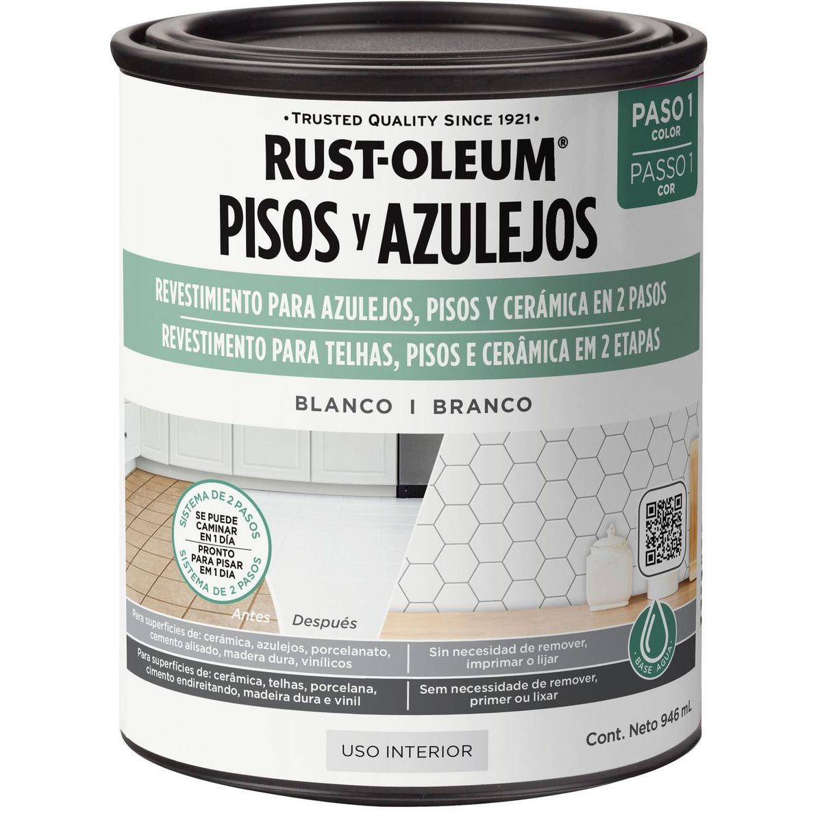 RUST OLEUM - Pintura Base Lata 0.25 galón(es) Satinado Blanco