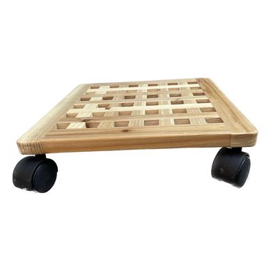 Portamacetero madera cuadrado con ruedas 30 cm