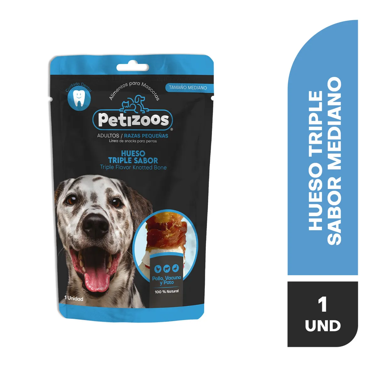 PETIZOOS - Huesos triple sabor para perros tamaño mediano 100 gr