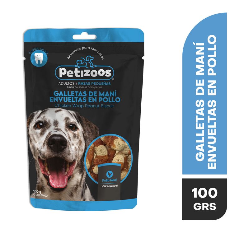 Snack para perros galletas de mani envueltas en pollo 100 gr