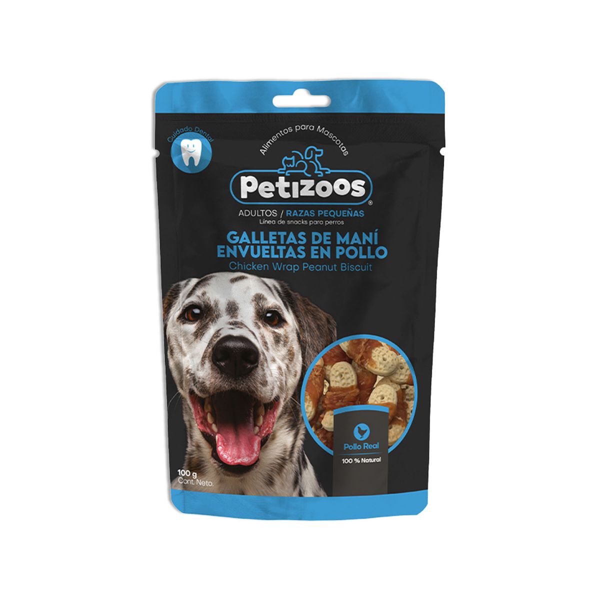 PETIZOOS - Snack para perros galletas de mani envueltas en pollo 100 gr