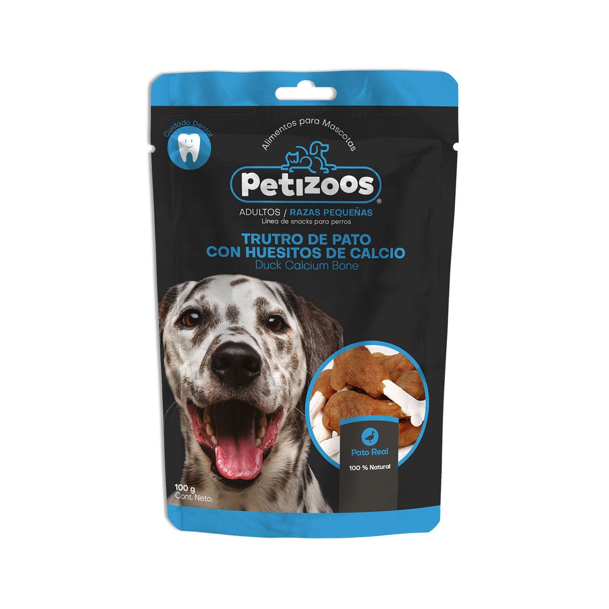 PETIZOOS - Snack para perros trutros de pato con huesitos de calcio 100 gr